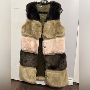 Vintage Multicolour Women's Faux Fur Vest By GAILLARDO S.R.L. FLORENCE ITALY